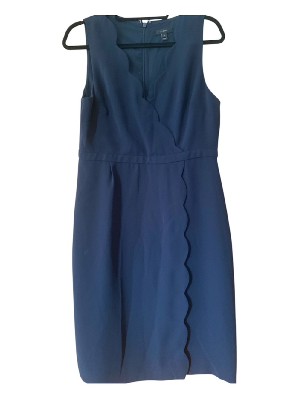J.Crew Navy Scalloped Sheath Dress Size 10 Sleeveless Work Office Cocktail